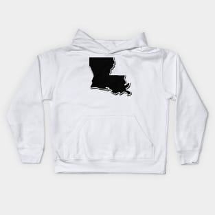 Black Louisiana Outline Kids Hoodie